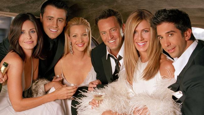 Friends: Courtney Cox-Arquette with Matt LeBlanc, Lisa Kudrow, Matthew Perry, Jennifer Aniston and David Schwimmer.