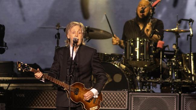 Paul McCartney performs during his Got Back Tour at the Adelaide Entertainment Centre. Picture: Kelly Barnes