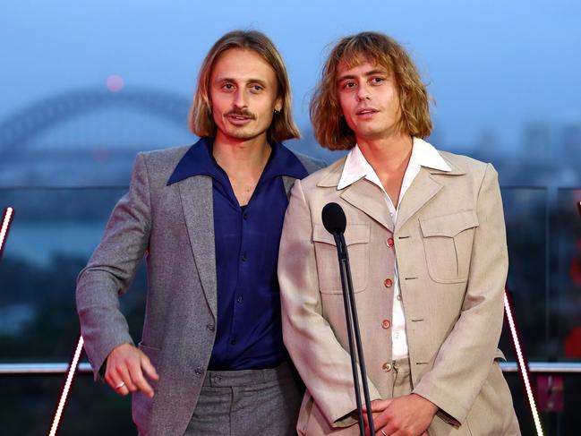 Members of Lime Cordiale, Oliver Leimbach and Louis Leimbach. Picture: Getty Images