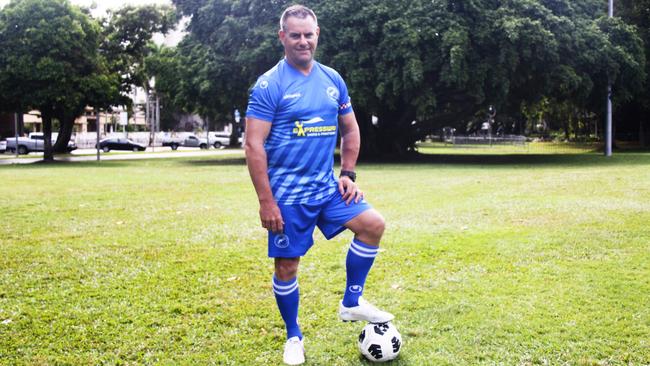 Mateship, mentoring and staying fit are three reasons Stratford Dolphins player, Jason Masters, 44, love to keep playing soccer. Picture: Alison Paterson