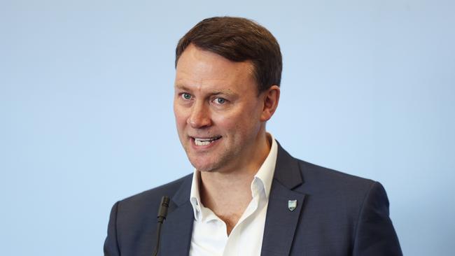 SYDNEY, AUSTRALIA - MAY 27:  Sydney FC CEO Mark Aubrey speaks during a Civic Reception For Sydney FC A-League Womens Champions at Leichhardt Oval on May 27, 2024 in Sydney, Australia. (Photo by Matt King/Getty Images)