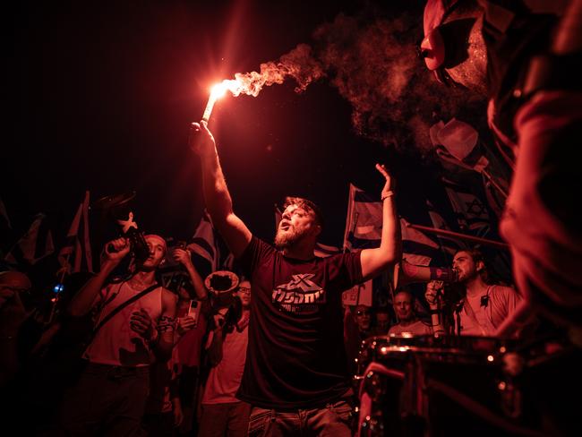 Israelis gather to protest against a judicial overhaul bill to limit the court’s powers in Tel Aviv. Picture: Mustafa Alkharouf/Anadolu Agency via Getty Images