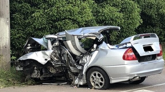 What was left of the car after a fatal crash at Niagara Park. Picture: supplied