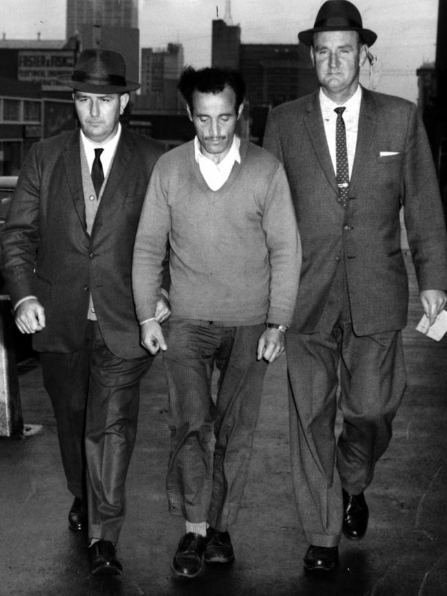 1963: Detective sergeants James Black and Jack Ford arrest William McDonald, aka The Mutilator, in Melbourne over the gruesome murders of four men in Sydney in 1961 and 1962. He was also responsible for a fifth death in Brisbane. McDonald was jailed for life after a trial at which it’s reported jurors fainted on hearing the details of his crimes. File picture