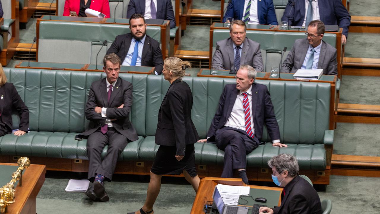 Ms Ley stormed over to Mr Rae to give him a piece of her mind. Picture: NCA NewsWire / Gary Ramage