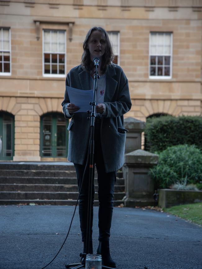 Sky Westbrook, sister of Eden Westbrook at Tuesday's vigil. Picture: GRANT