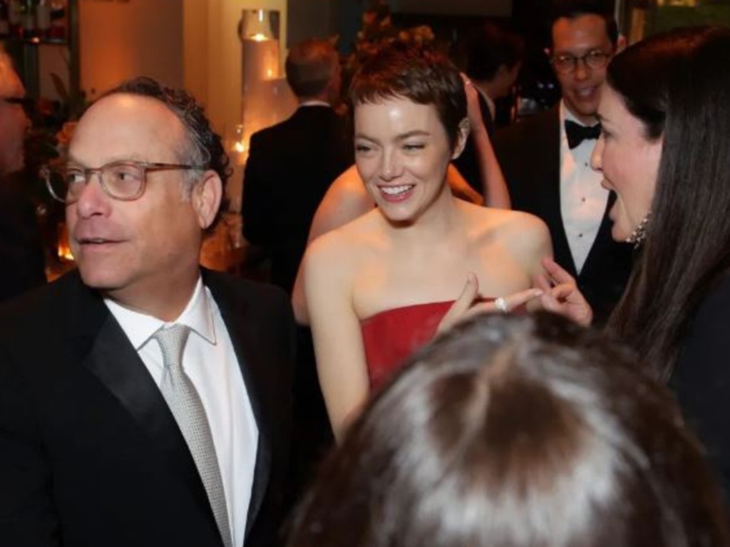 Emma Stone debuted a strikingly cool short hair cut at the Golden Globes. Picture: Getty Images