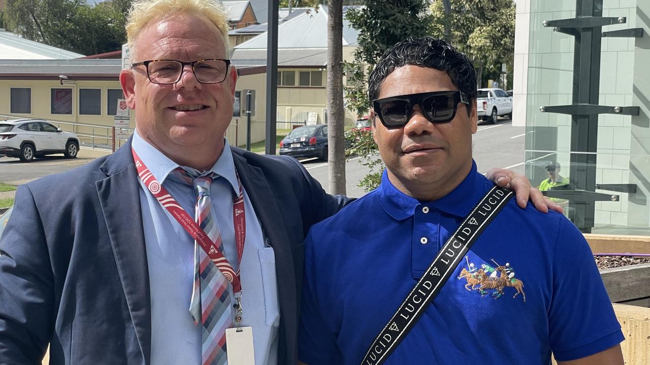 Chris Sandow with his lawyer Paddy O'Donnell arriving at the Ipswich Courthouse. Picture: Nicola McNamara