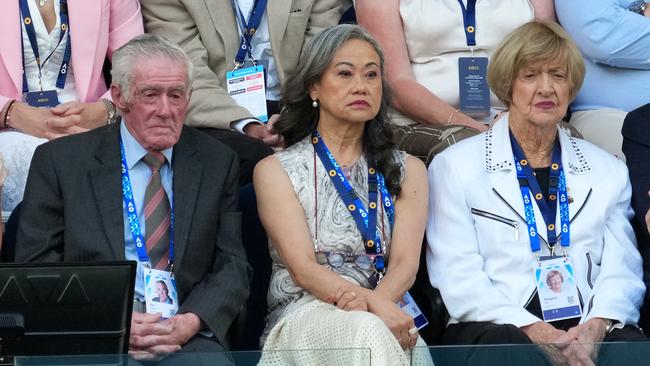 Tennis greats Ken Rosewall, left, and Margaret Court, right. Picture: Luis Enrique Ascui