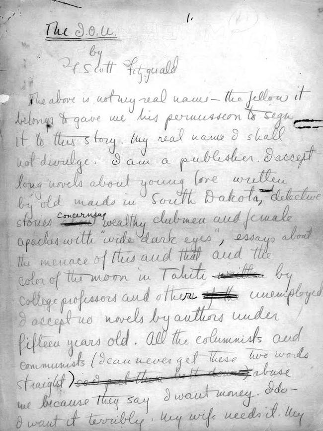 F. Scott Fitzgerald's rough draft of The I.O.U.