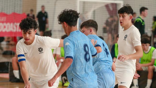 NSW V VIC U-16Ãs on day 3 of the National Futsal Championships  on the Gold Coast.Picture: Glenn Campbell