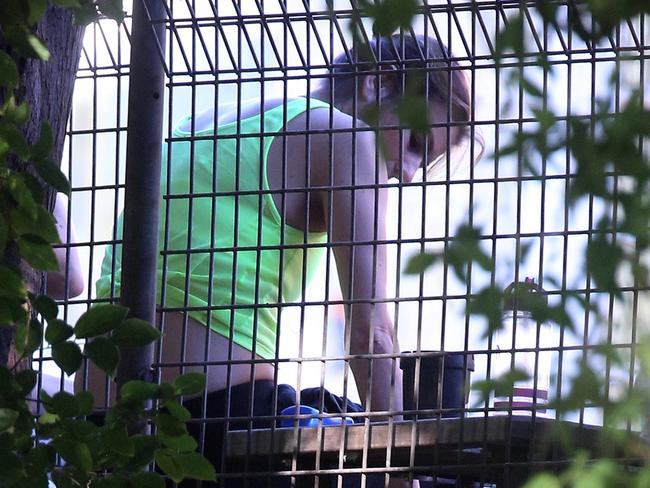 Harriet Wran is seen in the smoking yard of a Sydney drug and alcohol residential rehab clinic this week. Picture: Diimex