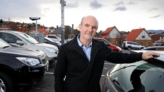 North Hobart Traders Association president John Kelly at Condell Place carpark in North Hobart. Picture: SAM ROSEWARNE.