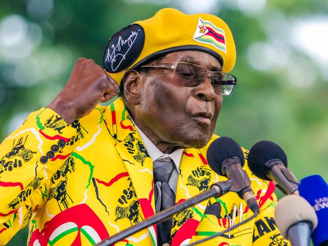 President Mugabe addresses party members at his party headquarters to show support to wife Grace Mugabe becoming the party’s next vice president after the dismissal of Emerson Mnangagwa last Wednesday, November 8, 2017. Picture: AFP Photo