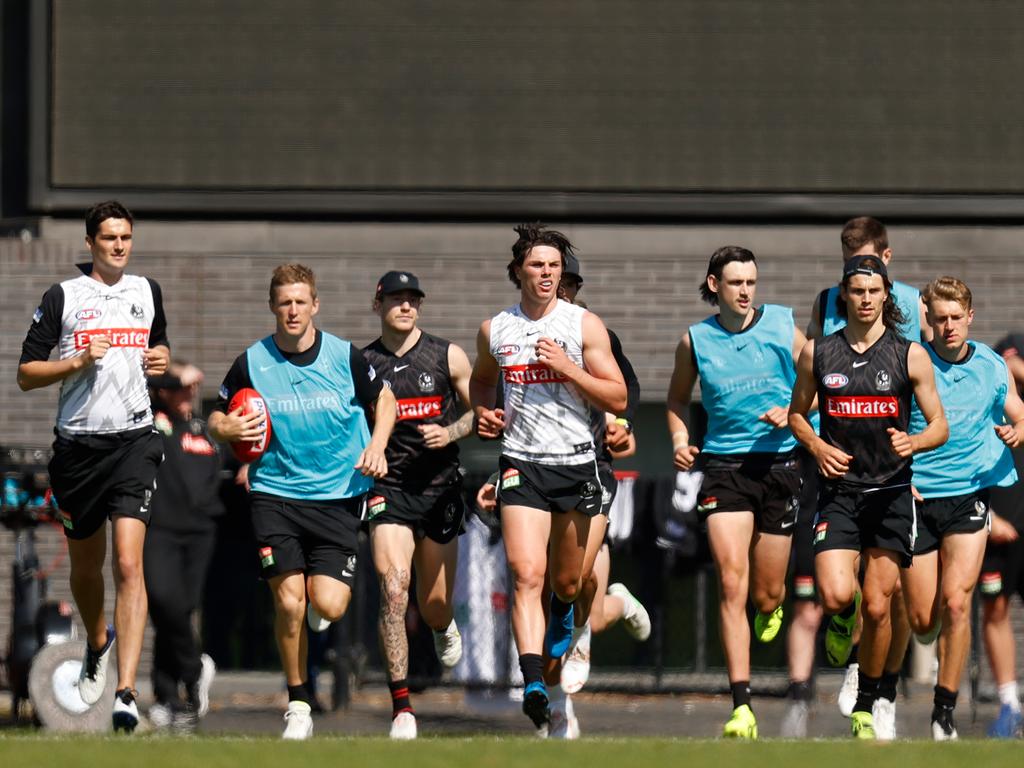 Collingwood players at pre-season training in December. Picture: Michael Willson/Getty Images