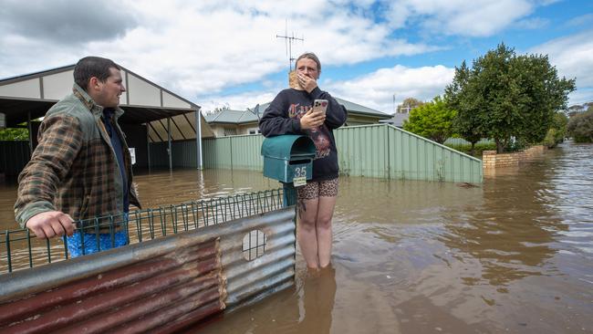 The Campaspe River flowing through the streets of Rochester. Picture: Jason Edwards