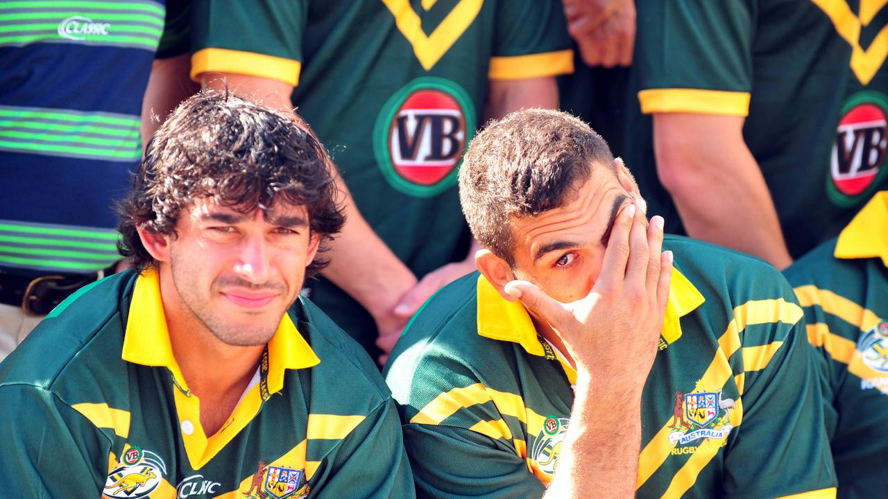 2012 Australian Rugby League Test Team in Townsville. Johnathan Thurston and Greg Inglis. Picture: Scott Radford-Chisholm, October 2012