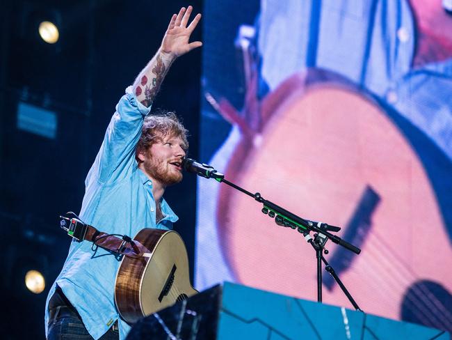 Ed Sheeran performs to a sold out AAMI Park in Melbourne. Pic: Stuart Walmsley