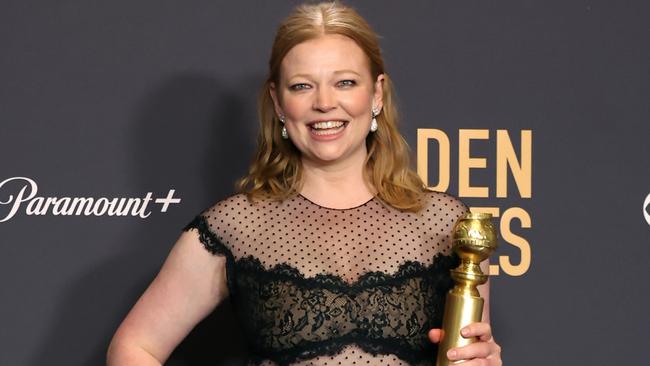 BEVERLY HILLS, CALIFORNIA - JANUARY 07: Sarah Snook, winner of the Best Performance by an Actress in a Television Series, Drama award for "Succession" poses in the press room during the 81st Annual Golden Globe Awards at The Beverly Hilton on January 07, 2024 in Beverly Hills, California. (Photo by Amy Sussman/Getty Images)