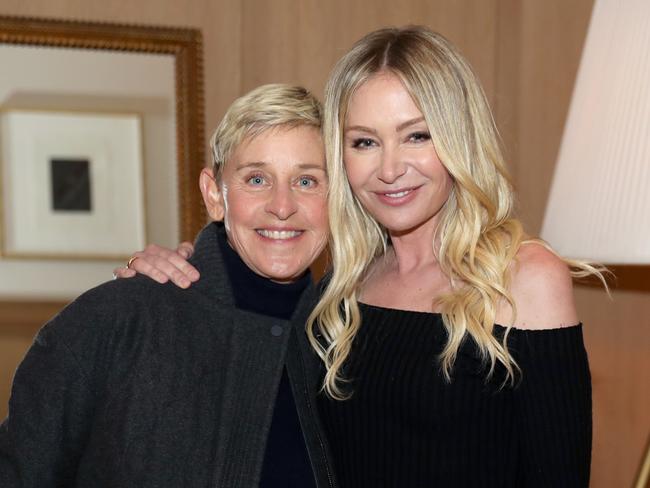 SAN FRANCISCO, CALIFORNIA - MARCH 17:(L-R) Ellen DeGeneres and Portia de Rossi are seen as RH Celebrates The Unveiling of RH San Francisco, The Gallery at the Historic Bethlehem Steel Building on March 17, 2022 in San Francisco, California. (Photo by Kelly Sullivan/Getty Images for RH)