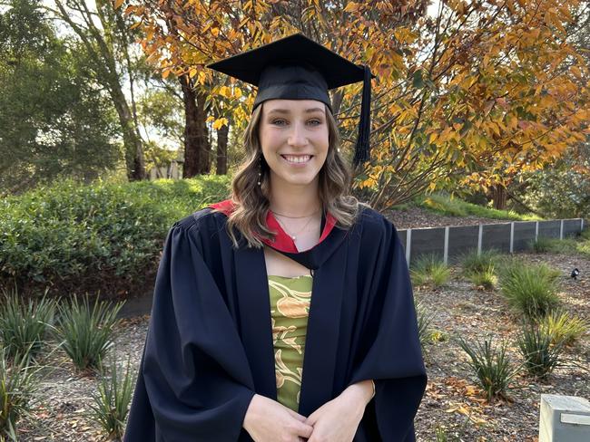 Haley Shepherd graduates with a Bachelor of Nursing and Midwifery from La Trobe University on May 14, 2024. Picture: Brittany Busch