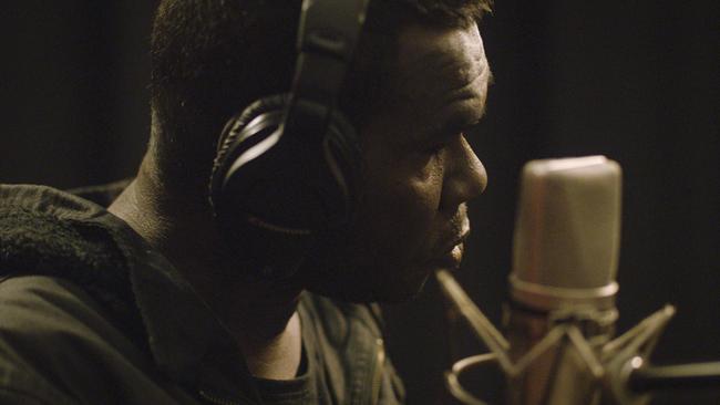 Gurrumul recording in the studio.