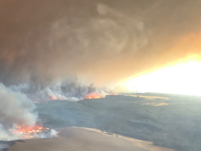 Aerial photos of the Ravine fire on Kangaroo Iasland. Picture CFS