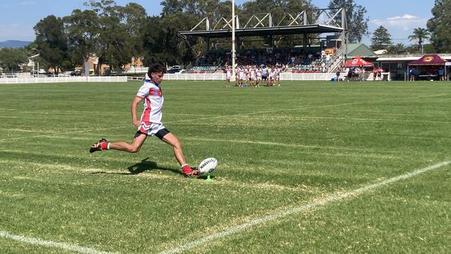 Monaro Colts fullback Cooper Johnston looking to convert a first half try against the Illawarra South Coast Dragons. Photo: Kevin Merrigan