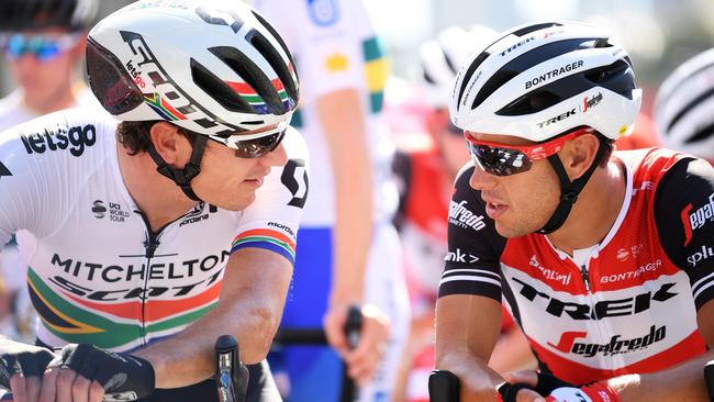 Daryl Impey (left) and Richie Porte will go head to head for the Tour Down Under crown on Sunday. Picture: Daniel Kalisz/Getty Images.