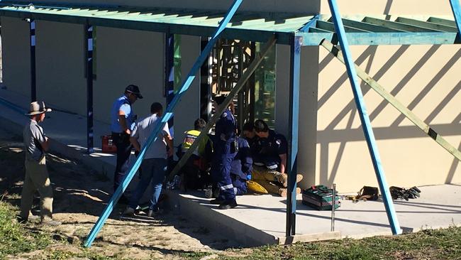 A tradie has been flown to Westmead Hospital after falling three metres onto concrete at a construction site in Glenorie. Picture: CareFlight.