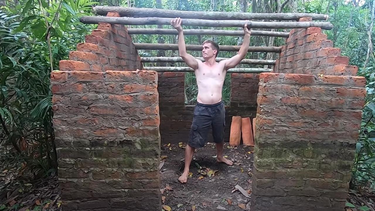 John Plant creates structures completely out of natural materials on the YouTube channel Primitive Technology. Picture: YouTube / Primitive Technology