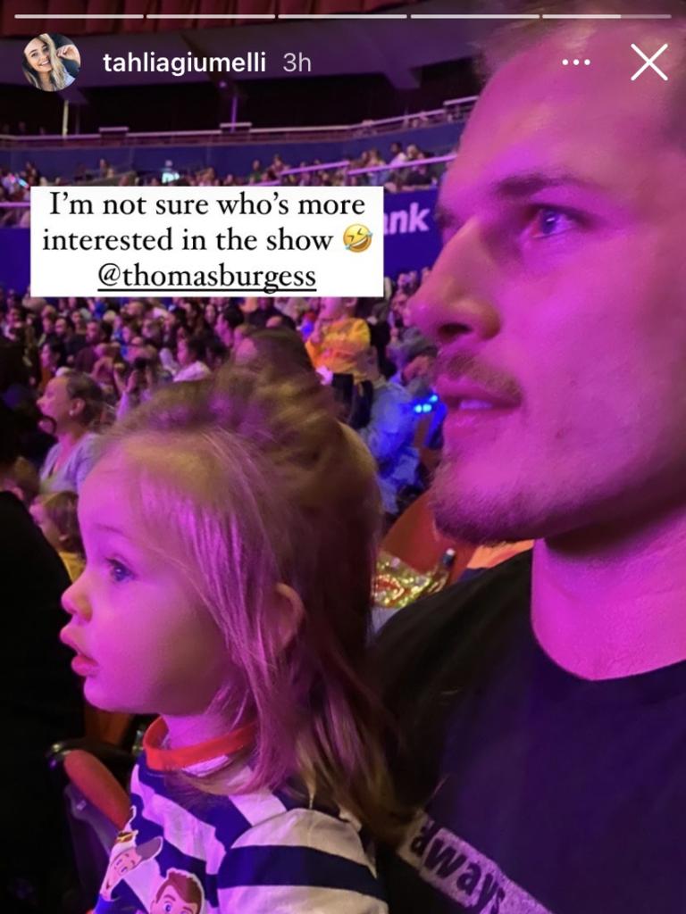 Tom Burgess attends Wiggles concert with his family. https://instagram.com/tahliagiumelli?igshid=puymyvpwcmk