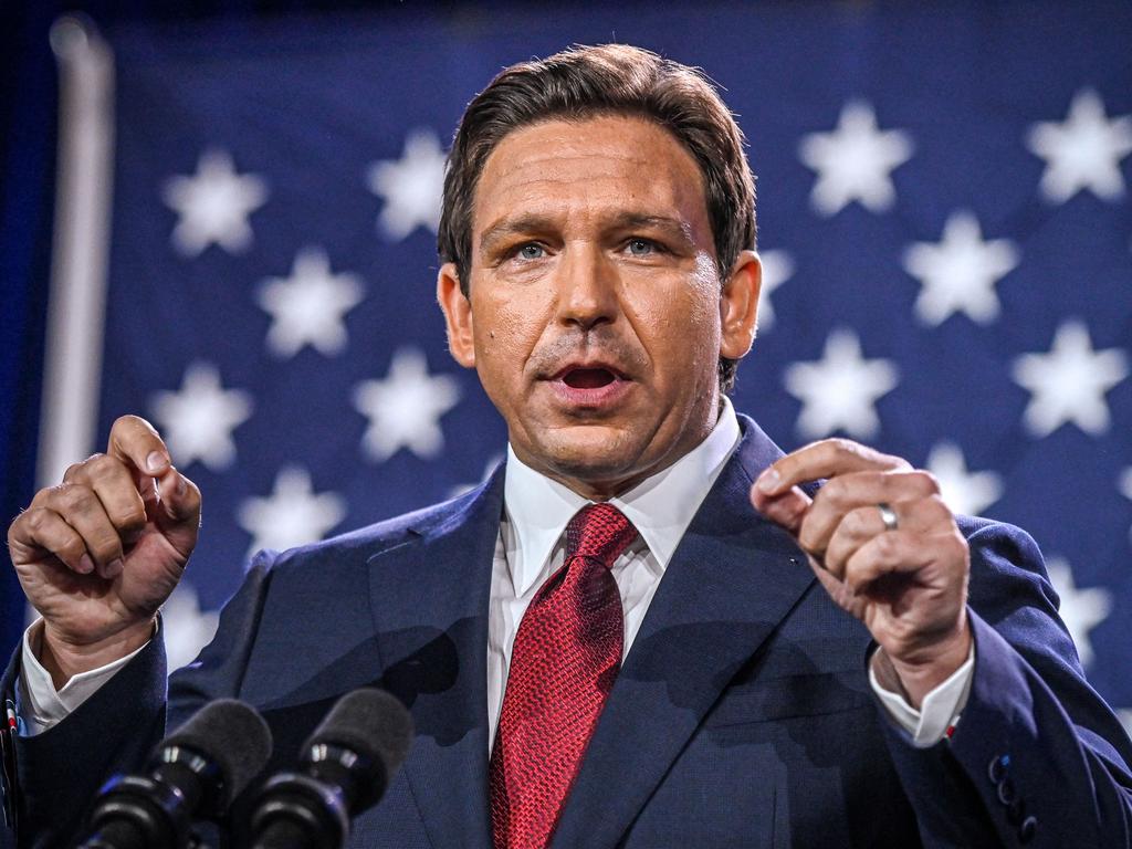 Florida Governor Ron DeSantis claims an emphatic victory. Picture: AFP