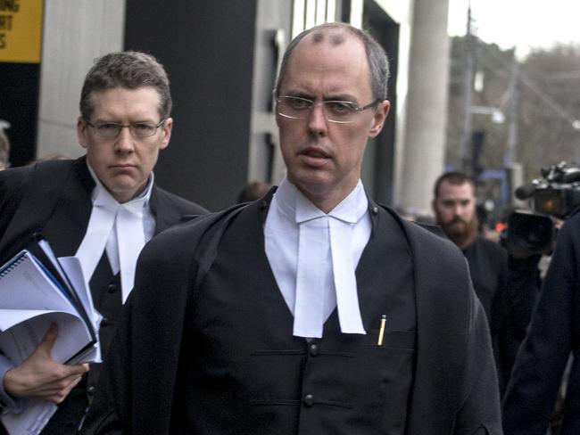 Solicitor-General Stephen Donaghue leaving the High Court in Melbourne yesterday.