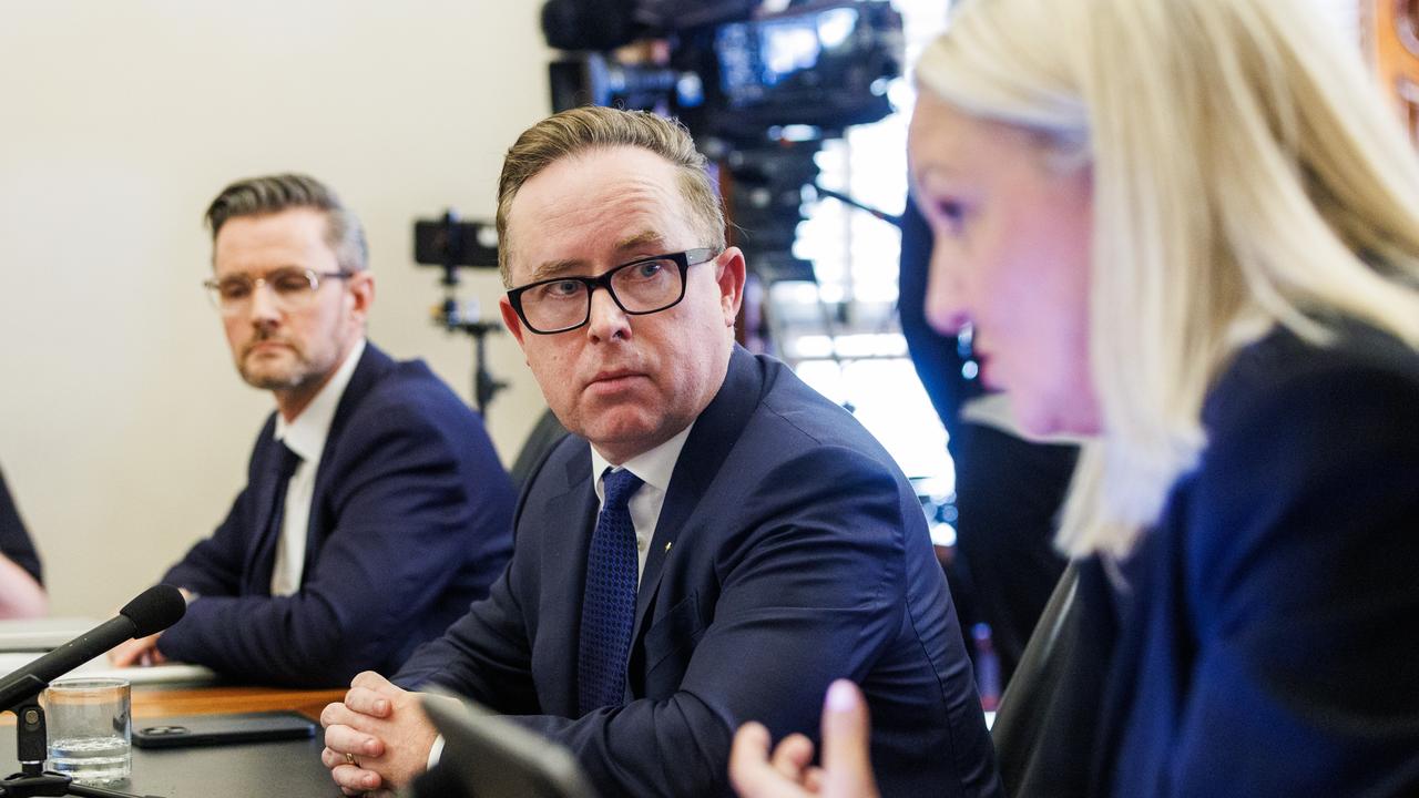 Qantas CEO Alan Joyce during a Senate hearing into the cost of living this week. Picture: NCA NewsWire