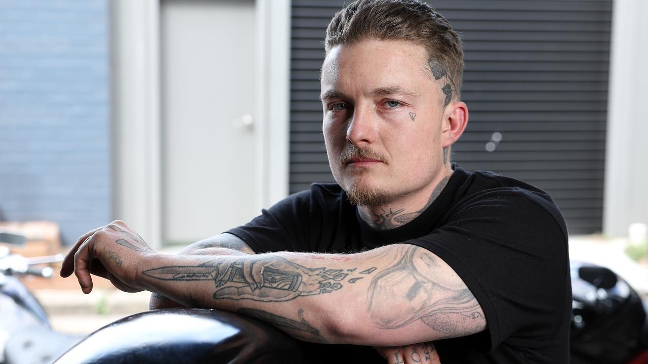 Joel Meakin says he has never faced discrimination because of his face and head tattoos. Picture: Tim Hunter