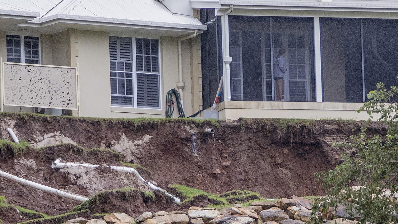 The scene of at a house in Wongawallan after heavy rain caused a landslip. Picture: Jerad Williams.