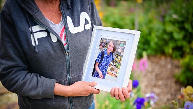 Deb Langshaw with a picture of her daughter Amanda Grennan who took her own life in 2017. Picture: Simon Dallinger