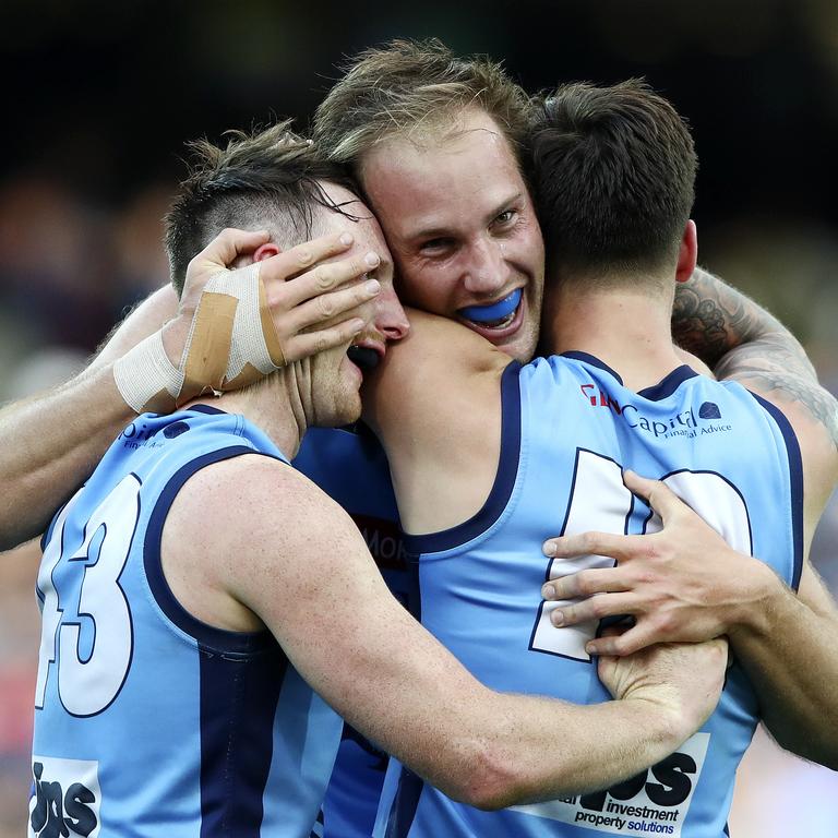 Jack Osborn celebrates on the siren. Picture Sarah Reed