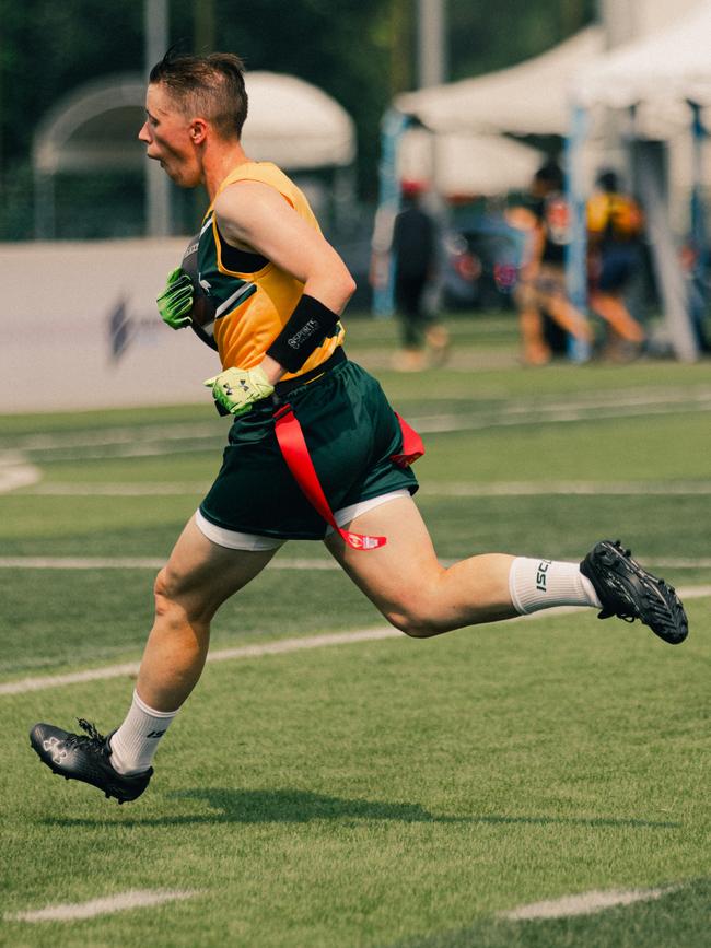 Hannah Monty of the Australian Flag Football team. Picture: Jack Foley Photography