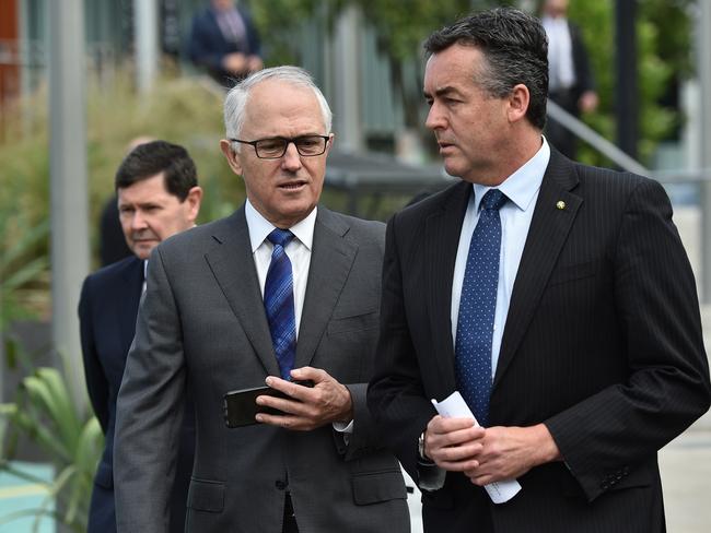 Prime Minister Malcolm Turnbull and federal MP Darren Chester. Picture: AAP