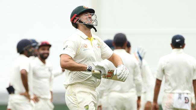 Mitch Marsh walks off after another failure with the bat. Picture: AAP