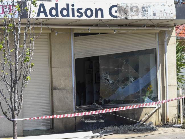 OCTOBER 15, 2024Gift shop fire - potentially linked to operation eclipse.Corner of Addison Rd and Wynette St, Pennington.Picture : Roy VanDerVegt