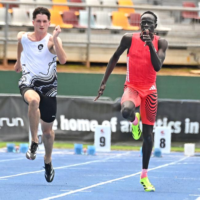 Gout Gout in the Queensland track and field state titles U20 100m final Saturday March 15, 2025. Picture, John Gass