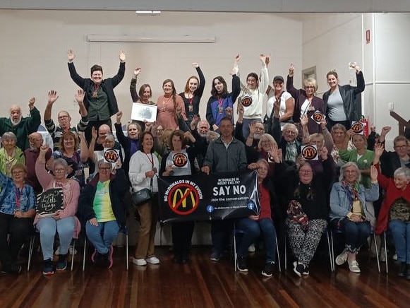 Community members rallied against the McDonalds proposal. Picture: Supplied.