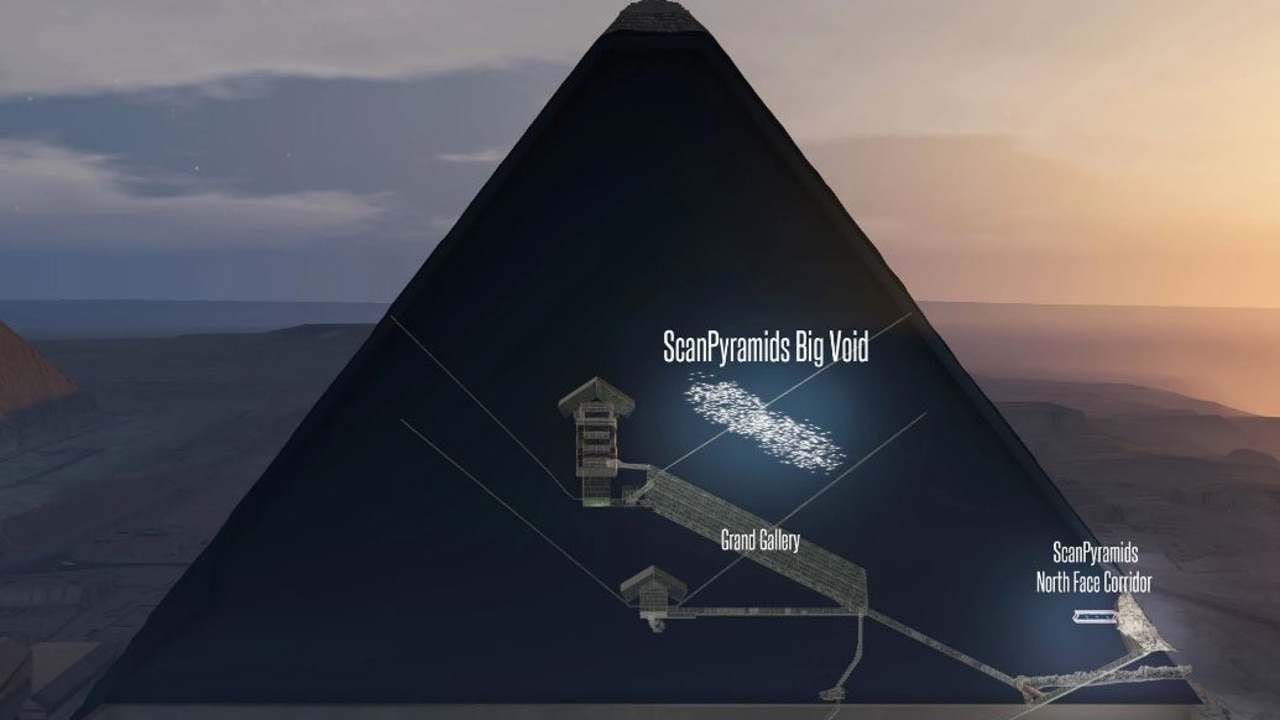 Archaeologists plan to map the interior of Egypt’s largest pyramid using advanced cosmic ray technology in a project they have dubbed The Exploring the Great Pyramid Mission. Picture: ScanPyramids/SWNS/Mega