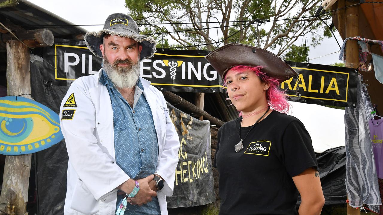 Clinical lead for the Pill Testing Australia site at this year’s Rabbits Eat Lettuce music festival David Caldicott and PTA volunteer Erica Franklin. Picture, John Gass