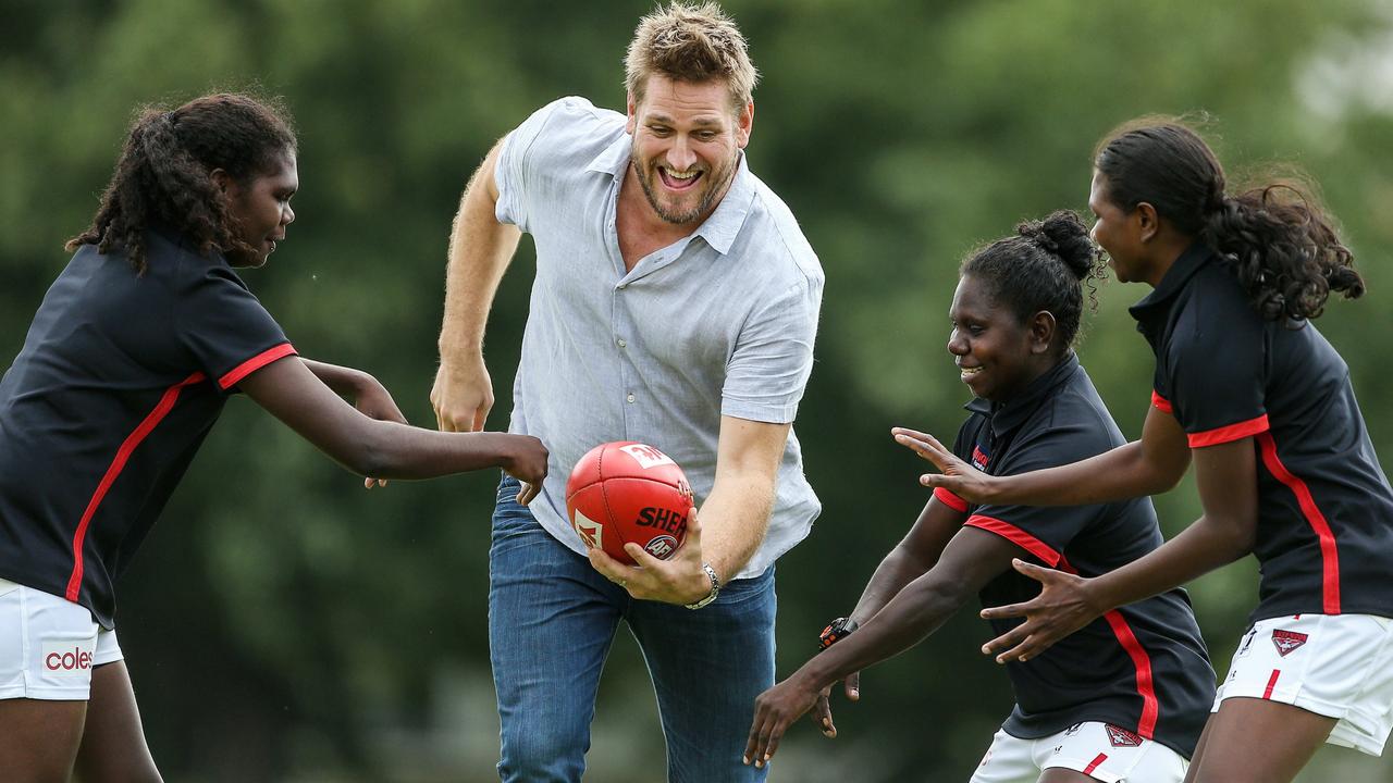 Coles is a key partner in the program, which looks at much more than just the ball and boot, covering areas including career opportunities and nutrition. Coles ambassador and celebrity chef Curtis Stone was put through his paces by previous program participants. Picture: supplied