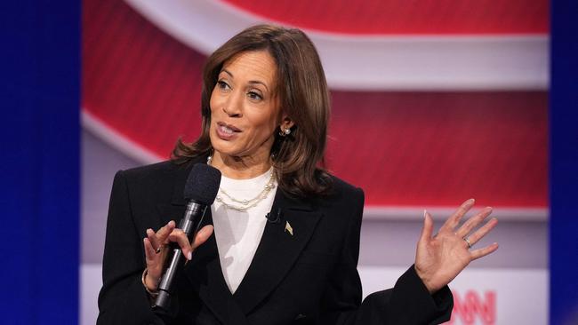 ASTON, PENNSYLVANIA - OCTOBER 23: Democratic presidential candidate, U.S. Vice President Kamala Harris speaks during a CNN Presidential Town Hall at Sun Center Studios on October 23, 2024 in Aston, Pennsylvania. With less than two weeks to Election Day, Harris spent the day in Philadelphia, Pennsylvania and made a visit to Famous 4th Street Delicatessen to greet supporters.   Andrew Harnik/Getty Images/AFP (Photo by Andrew Harnik / GETTY IMAGES NORTH AMERICA / Getty Images via AFP)