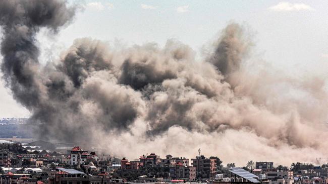 Smoke billows over Rafah after an Israeli strike. Picture: AFP.